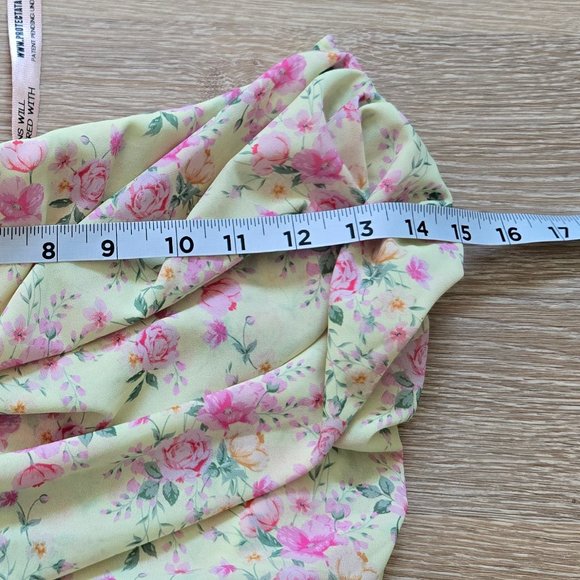 HOUSE OF CB Vivienne Floral Corset Lemon Print Sz Small Strapless Scoop Neck NWT - Picture 9 of 16